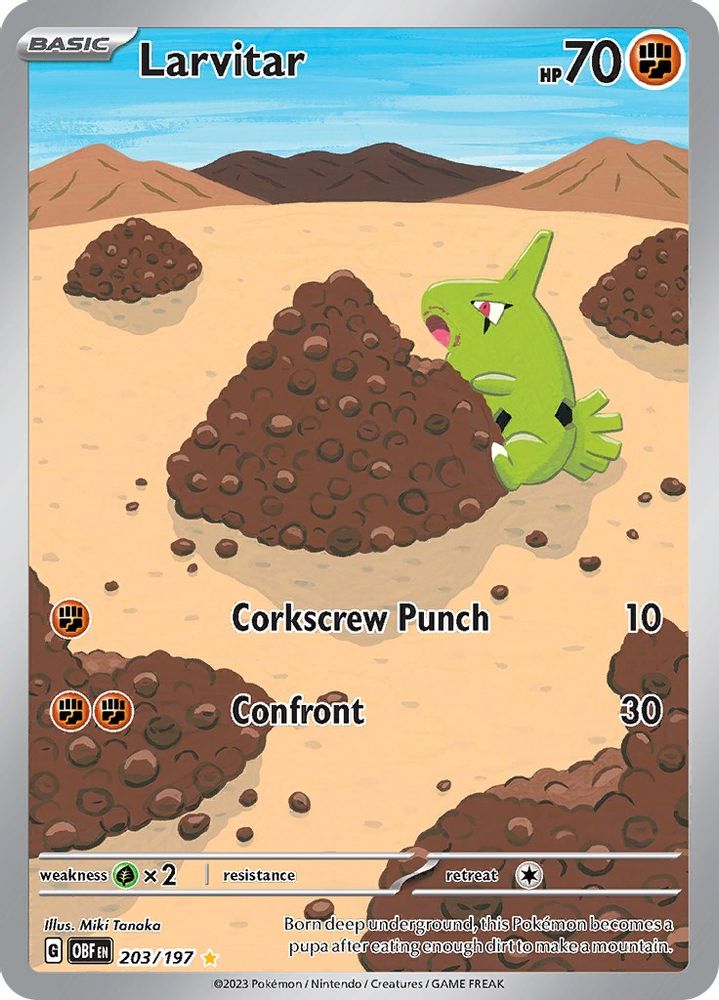 Larvitar - [  203/197 ] - Illustration Rare - Pokemon SV03 Obsidian Flames
