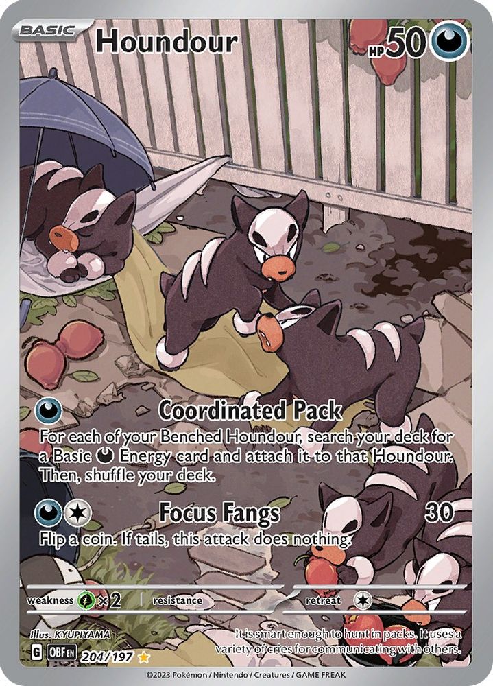 Houndour - [  204/197 ] - Illustration Rare - Pokemon SV03 Obsidian Flames