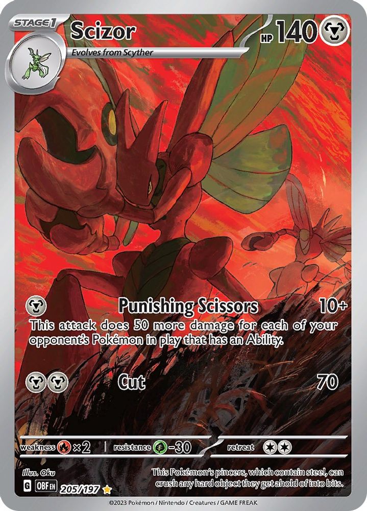 Scizor - [  205/197 ] - Illustration Rare - Pokemon SV03 Obsidian Flames