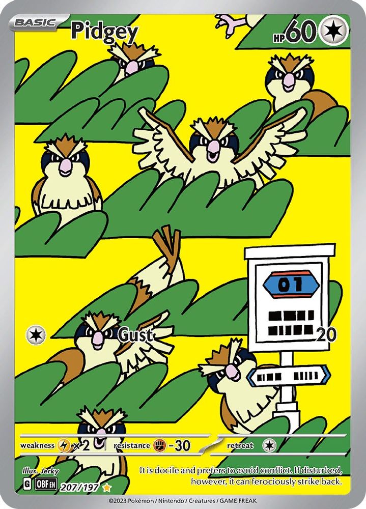 Pidgey - [  207/197 ] - Illustration Rare - Pokemon SV03 Obsidian Flames