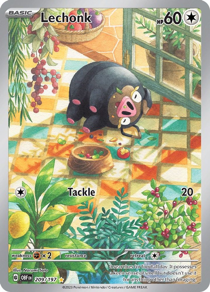 Lechonk - [  209/197 ] - Illustration Rare - Pokemon SV03 Obsidian Flames