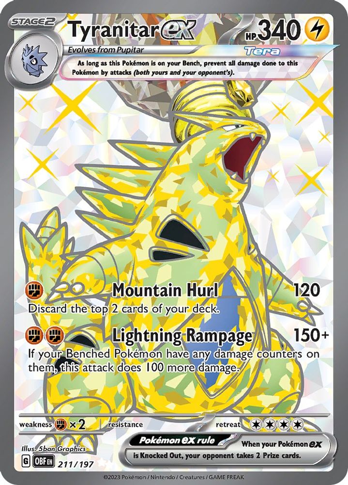 Tyranitar ex - [  211/197 ] - Ultra Rare - Pokemon SV03 Obsidian Flames