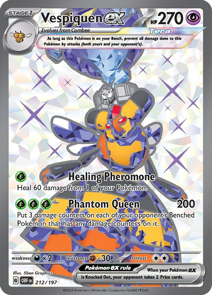 Vespiquen ex - [  212/197 ] - Ultra Rare - Pokemon SV03 Obsidian Flames