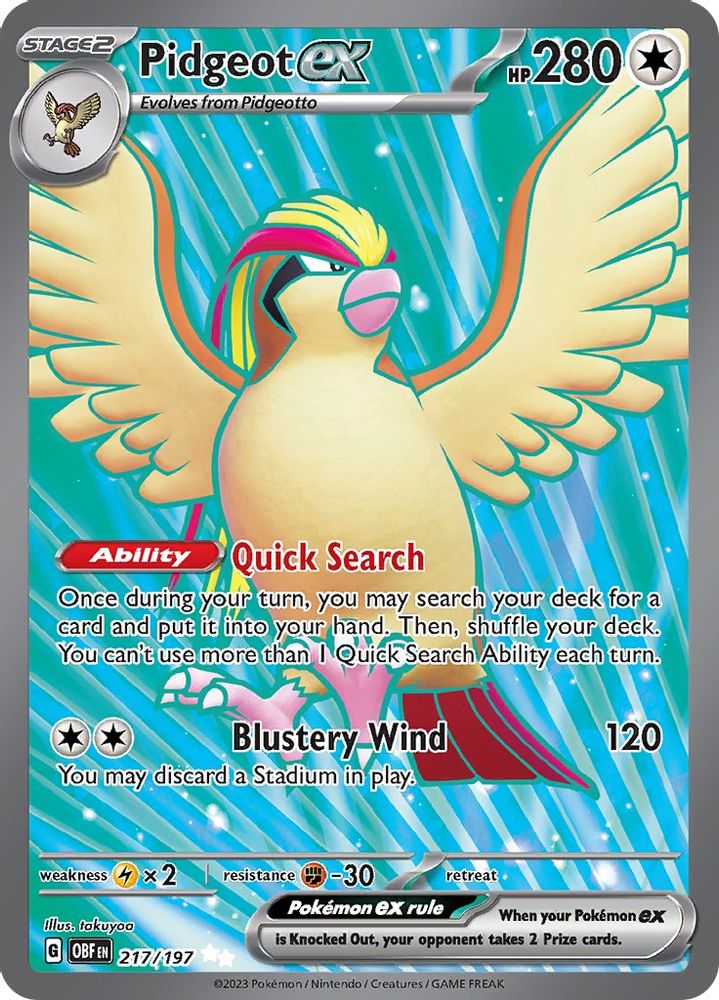Pidgeot ex - [  217/197 ] - Ultra Rare - Pokemon SV03 Obsidian Flames