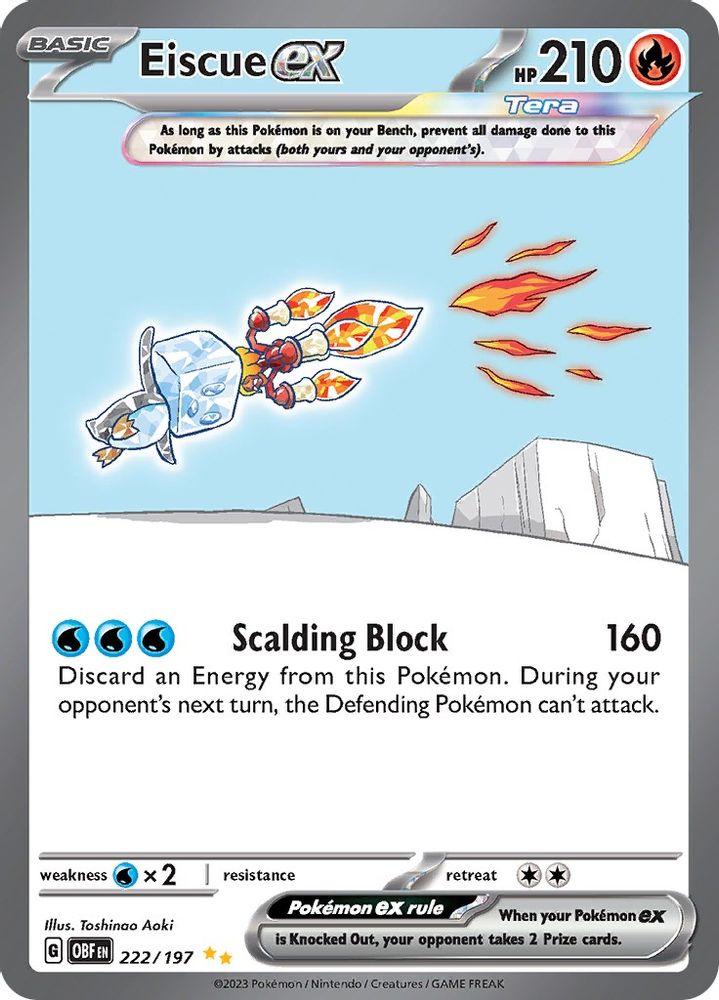Eiscue ex - [  222/197 ] - Special Illustration Rare - Pokemon SV03 Obsidian Flames