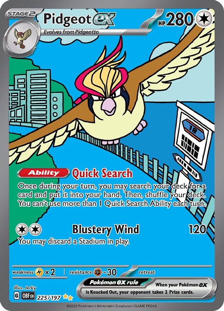 Pidgeot ex - [  225/197 ] - Special Illustration Rare - Pokemon SV03 Obsidian Flames