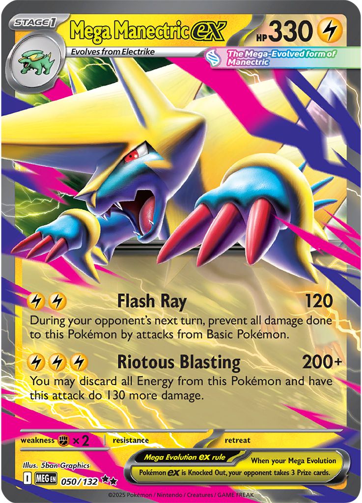 Mega Manectric ex - [  050/132 ] - Double Rare - Pokemon ME01 Mega Evolution