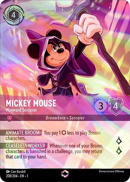 ENCHANTED Mickey Mouse - Wayward Sorcerer - 208/204 - Enchanted - Lorcana the First Chapter