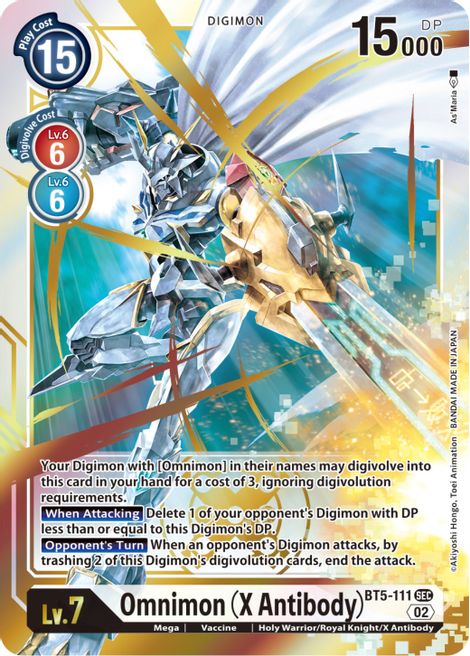Omnimon X Antibody Rb01 Bt5-111 - Secret Rare Rb01 Resurgence Booster