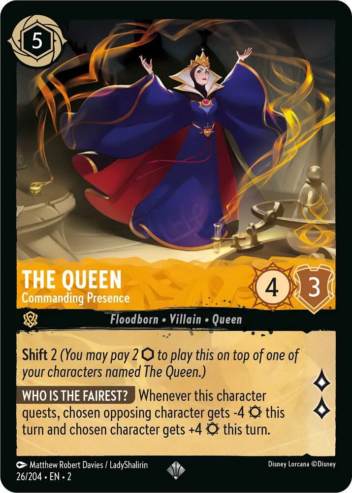 The Queen - Commanding Presence - 26/204 - Super Rare - Lorcana Rise of the Floodborn