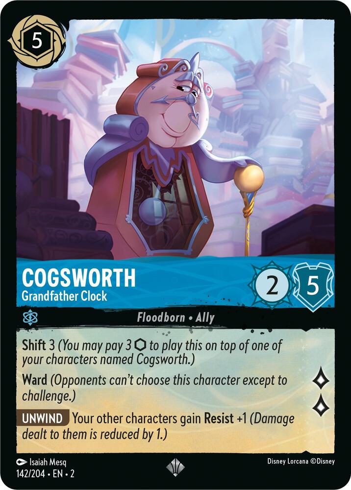 COLD FOIL Cogsworth - Grandfather Clock - 142/204 - Super Rare - Lorcana Rise of the Floodborn