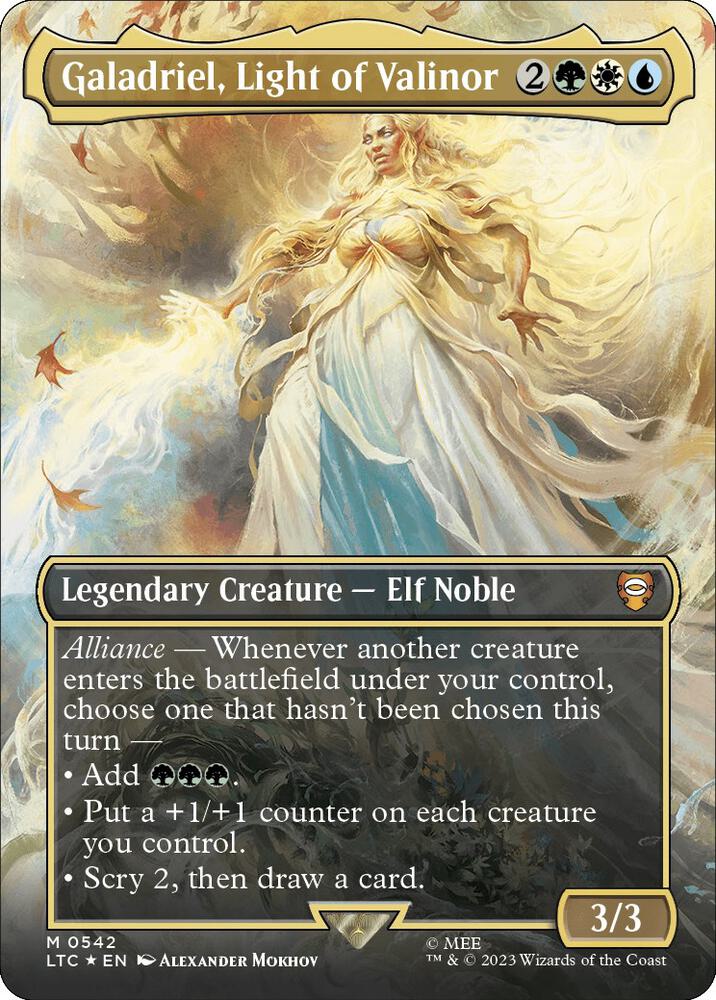 SURGE FOIL BORDERLESS Galadriel, Light of Valinor - #542 - Mythic Lord of the Rings: Tales of Middle Earth