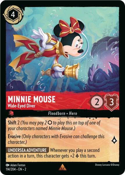 COLD FOIL Minnie Mouse - Wide-Eyed Diver - 114/204 - Rare - Lorcana Rise of the Floodborn