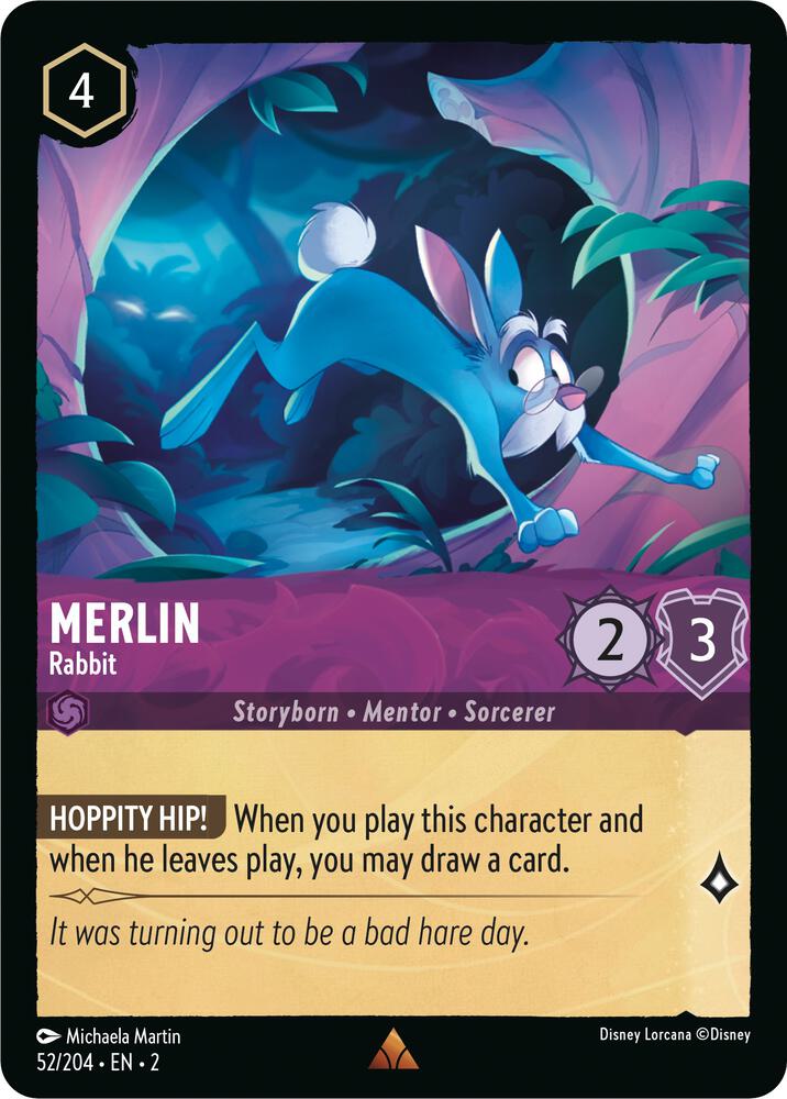 COLD FOIL Merlin - Rabbit - 52/204 - Rare - Lorcana Rise of the Floodborn