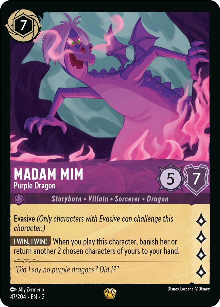 Madam Mim - Purple Dragon - 47/204 - Legendary - Lorcana Rise of the Floodborn
