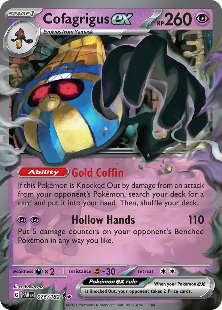 Cofagrigus ex - [  076/182 ] - Double Rare - Pokemon SV04 Paradox Rift