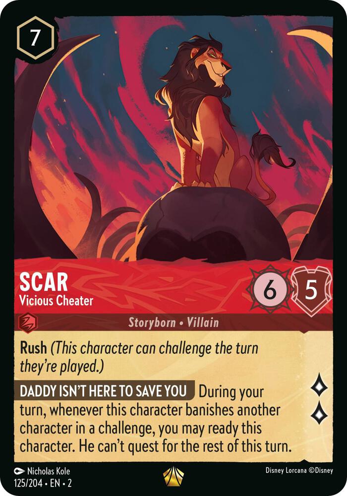COLD FOIL Scar - Vicious Cheater - 125/204 - Legendary - Lorcana Rise of the Floodborn