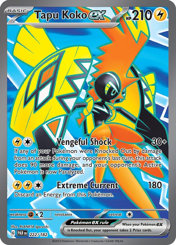 Tapu Koko ex - [  222/182 ] - Ultra Rare - Pokemon SV04 Paradox Rift