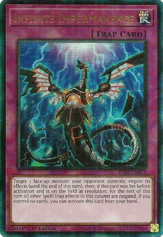 [ULTIMATE RARE] Infinite Impermanence - RA01-EN075 - 1st Edition
