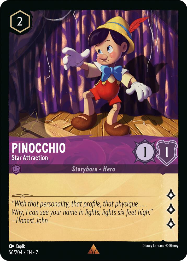 COLD FOIL Pinocchio - Star Attraction - 56/204 - Rare - Lorcana Rise of the Floodborn