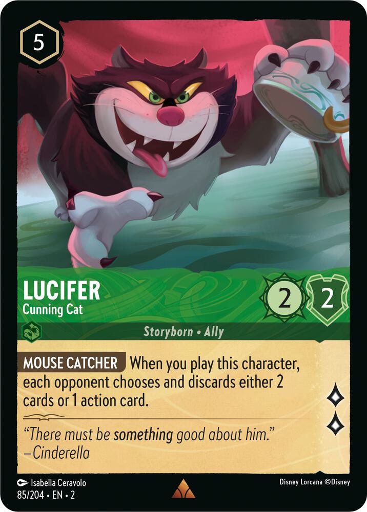 Lucifer - Cunning Cat - 85/204 - Rare - Lorcana Rise of the Floodborn