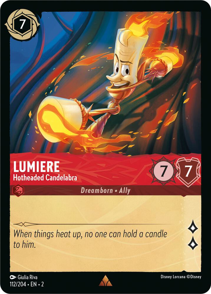 Lumiere - Hotheaded Candelabra - 112/204 - Rare - Lorcana Rise of the Floodborn