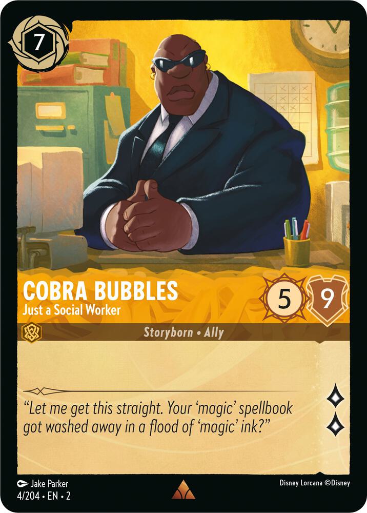 Cobra Bubbles - Just a Social Worker - 4/204 - Rare - Lorcana Rise of the Floodborn