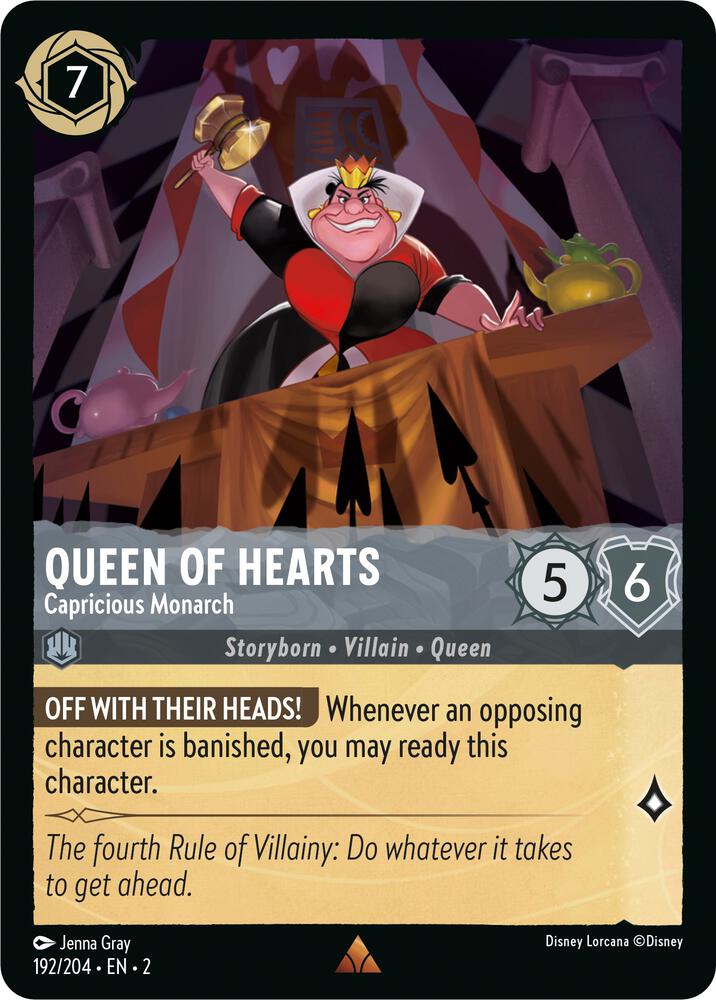 Queen of Hearts - Capricious Monarch - 192/204 - Rare - Lorcana Rise of the Floodborn