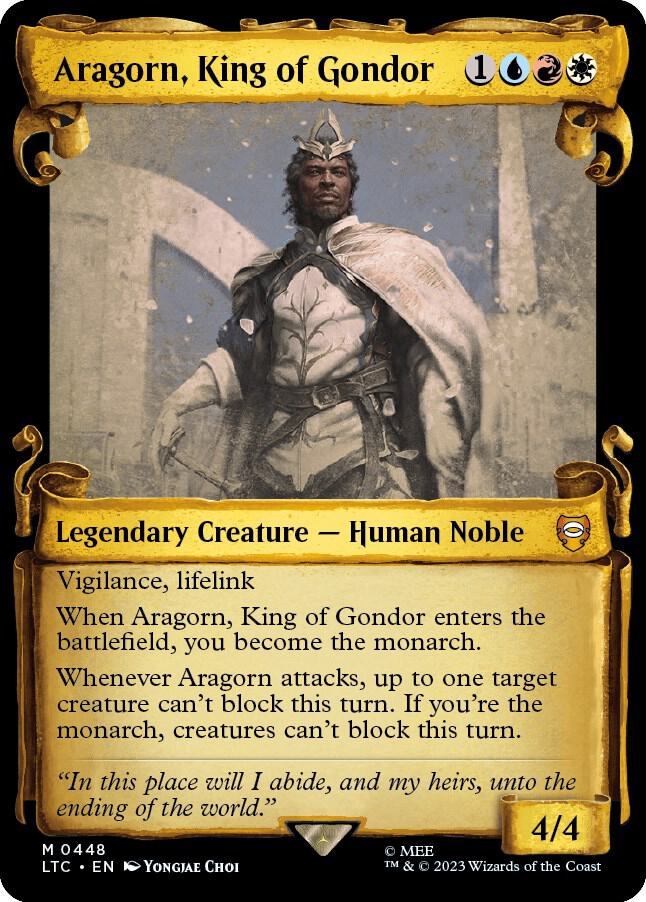 FOIL SHOWCASE SCROLLS Aragorn, King of Gondor - #448 - Mythic Lord of the Rings Tales of Middle Earth Commander