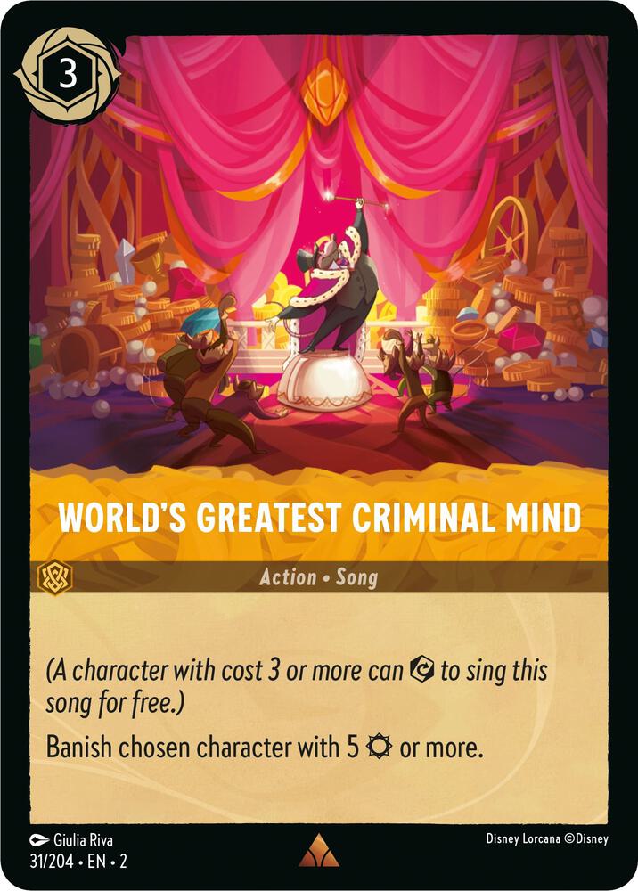 World's Greatest Criminal Mind - 31/204 - Rare - Lorcana Rise of the Floodborn