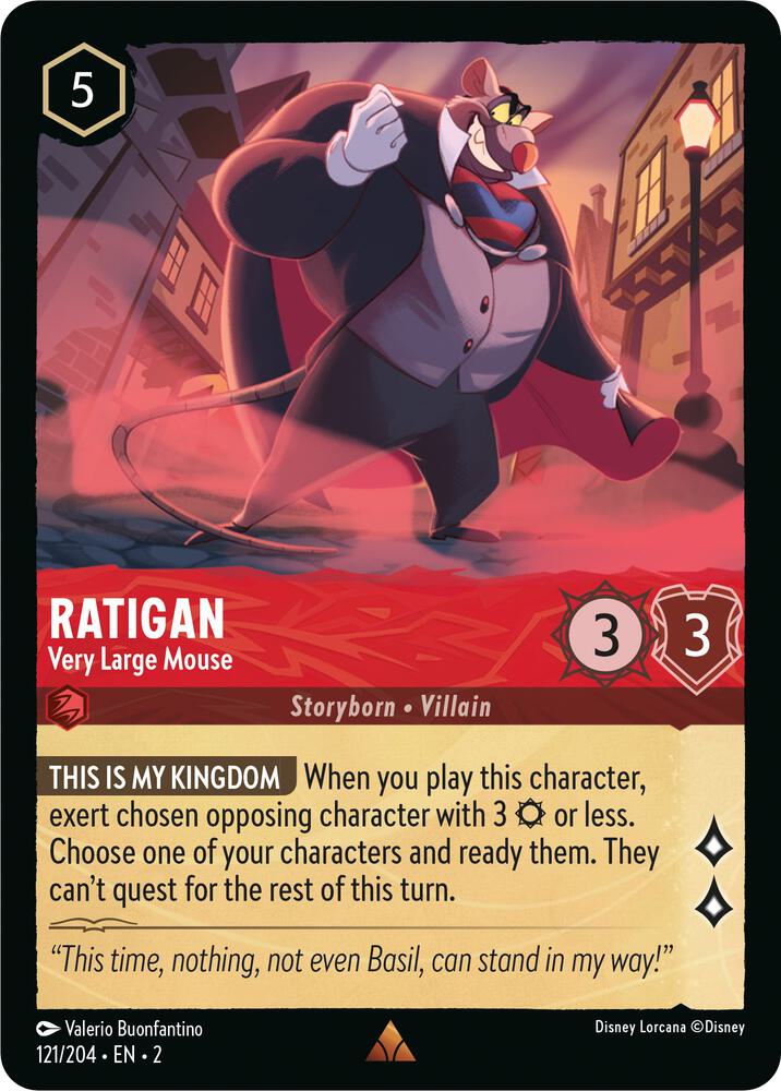 COLD FOIL Ratigan - Very Large Mouse - 121/204 - Rare - Lorcana Rise of the Floodborn