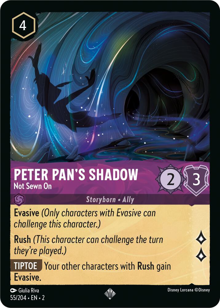 Peter Pan's Shadow - Not Sewn Own - 55/204 - Super Rare - Lorcana Rise of the Floodborn