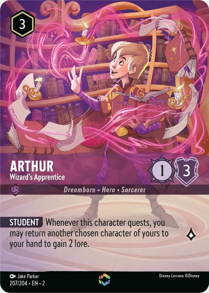 ENCHANTED Arthur - Wizard's Apprentice - 207/204 - Enchanted - Lorcana Rise of the Floodborn