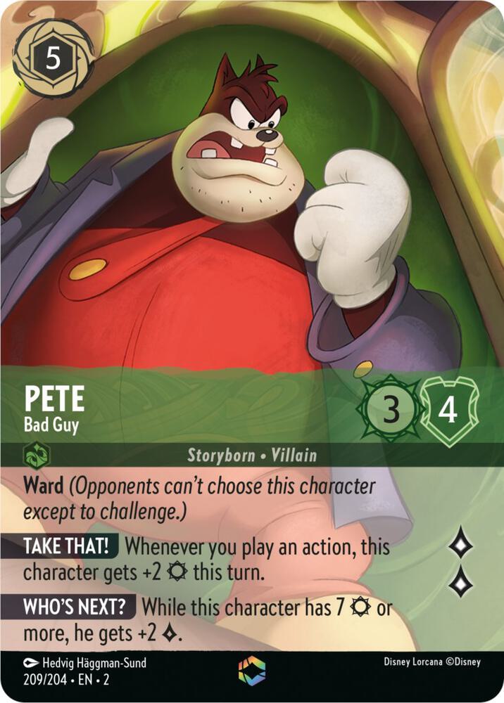 ENCHANTED Pete - Bad Guy - 209/204 - Enchanted - Lorcana Rise of the Floodborn