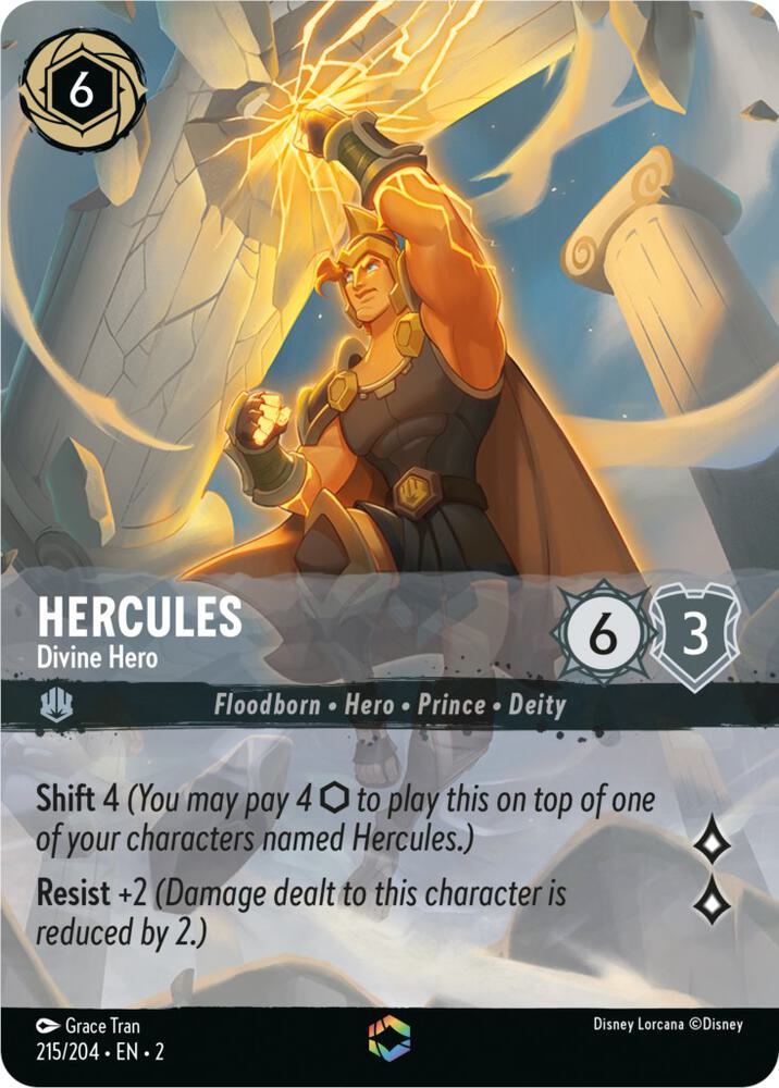 ENCHANTED Hercules - Divine Hero - 215/204 - Enchanted - Lorcana Rise of the Floodborn