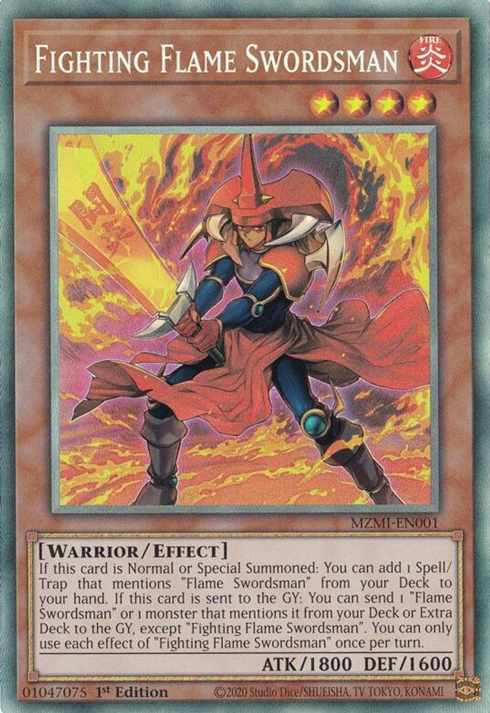 Fighting Flame Swordsman (CR) - (MZMI-EN001) Collector's Rare - 1st Edition