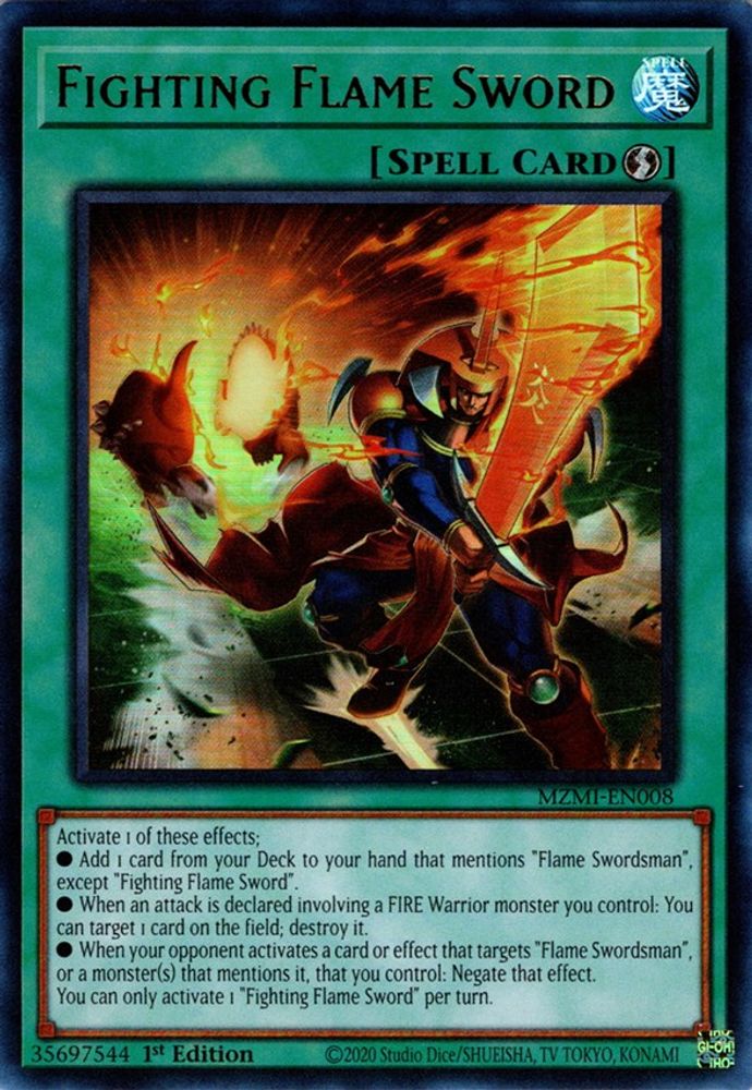 Fighting Flame Sword - (MZMI-EN008) Ultra Rare - 1st Edition