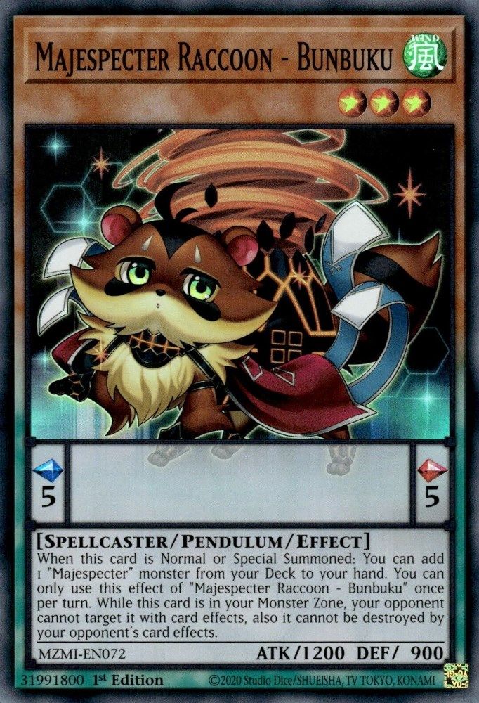 Majespecter Raccoon - Bunbuku - (MZMI-EN072) Super Rare - 1st Edition