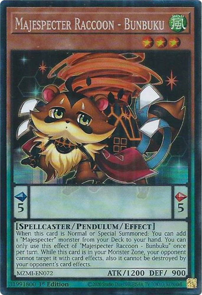 Majespecter Raccoon - Bunbuku (CR) - (MZMI-EN072) Collector's Rare - 1st Edition