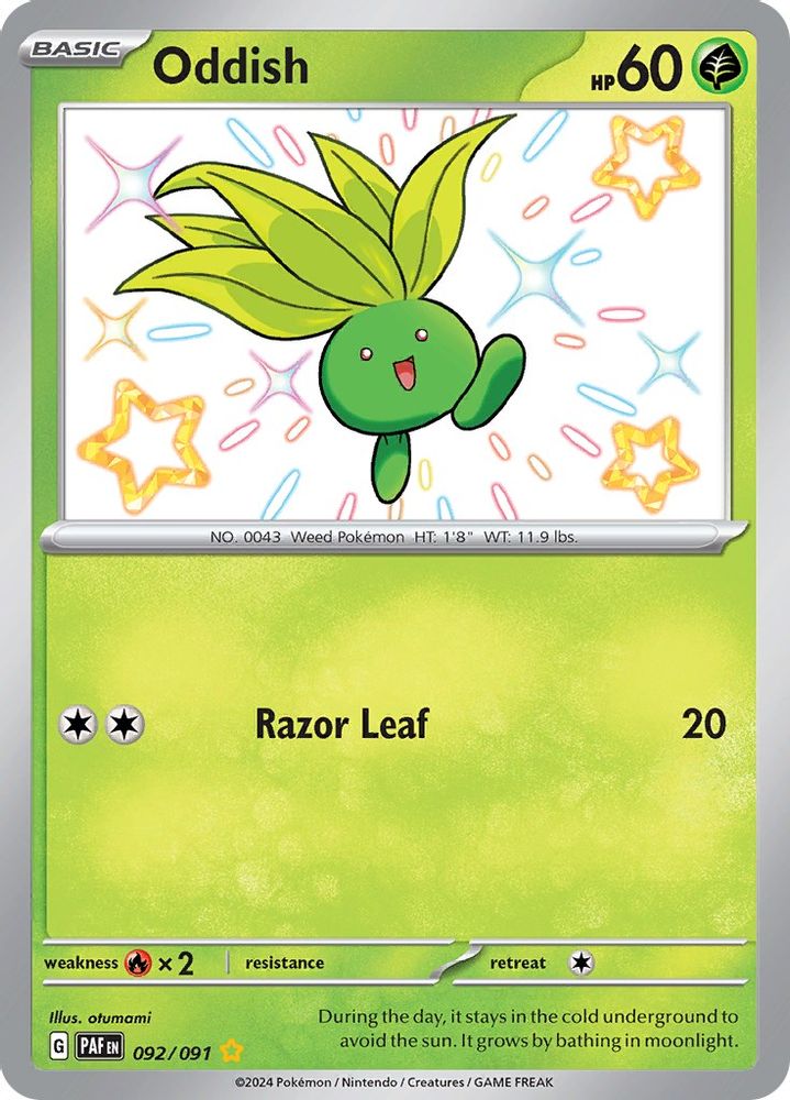 Oddish - [  092 ] - Shiny Rare - Pokemon SV Paldean Fates