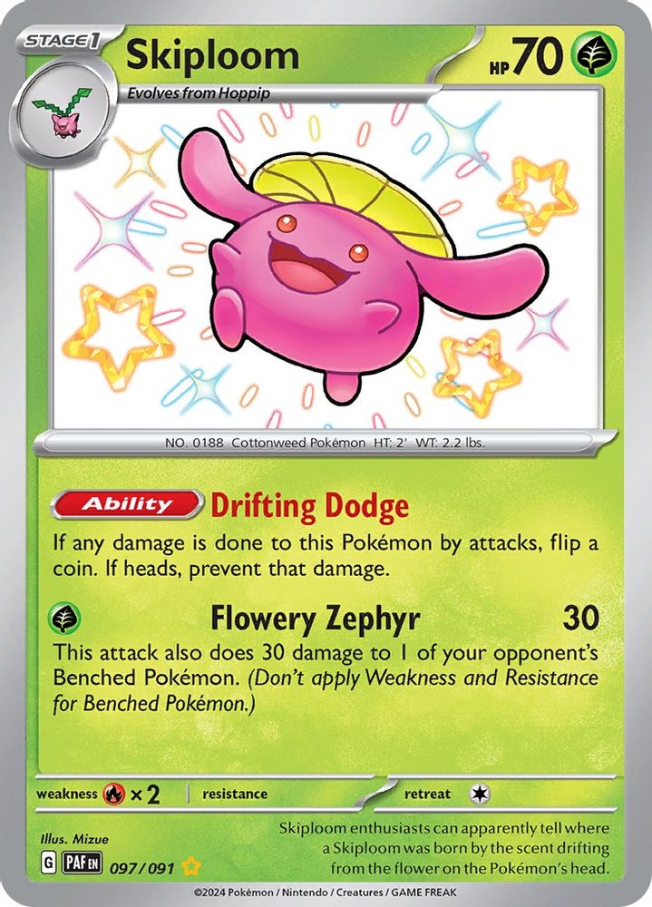 Skiploom - [  097/091 ] - Shiny Rare - Pokemon SV Paldean Fates