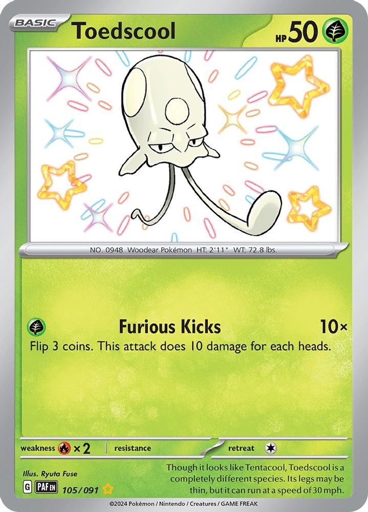 Toedscool - [  105/091 ] - Shiny Rare - Pokemon SV Paldean Fates
