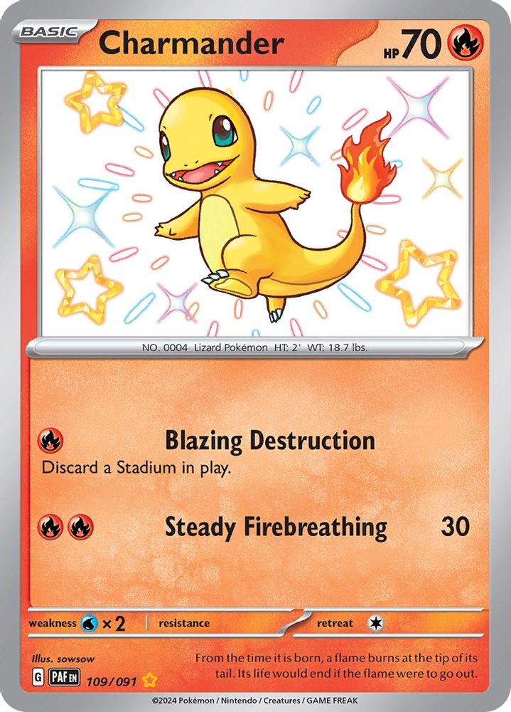 Charmander - [  109/091 ] - Shiny Rare - Pokemon SV Paldean Fates