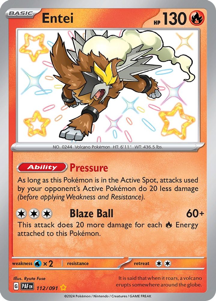 Entei - [  112 ] - Shiny Rare - Pokemon SV Paldean Fates
