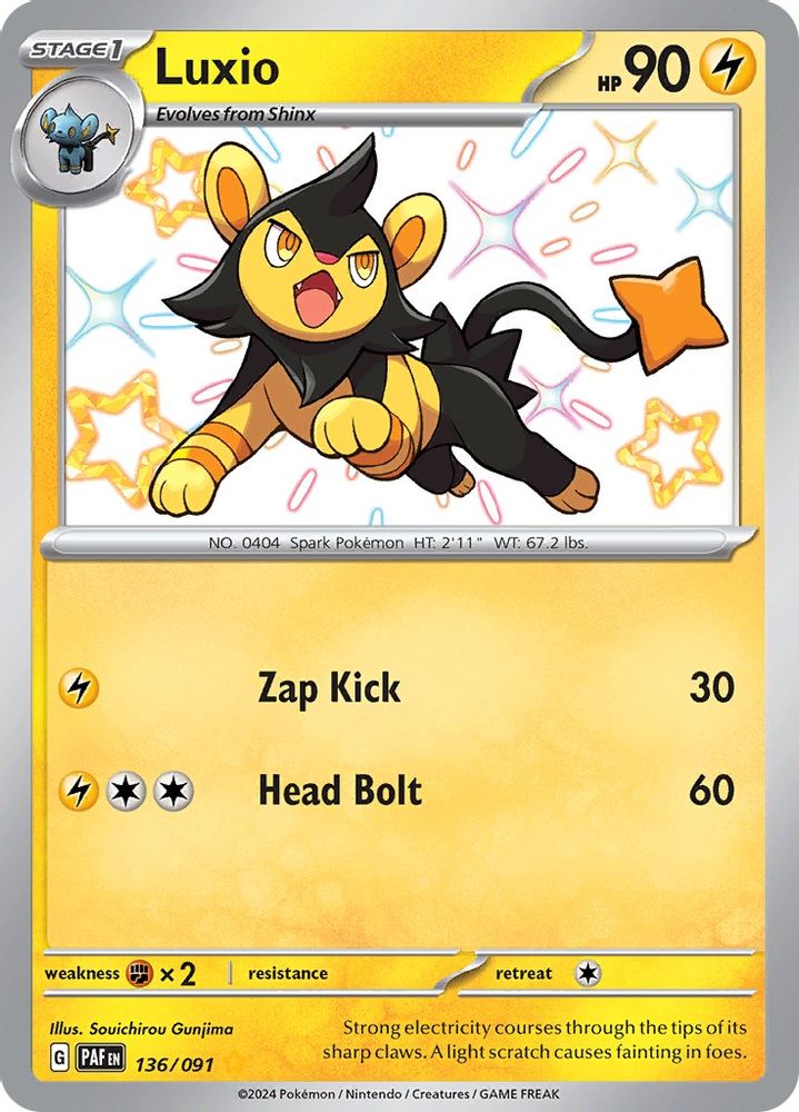 Luxio - [  136/091 ] - Shiny Rare - Pokemon SV Paldean Fates