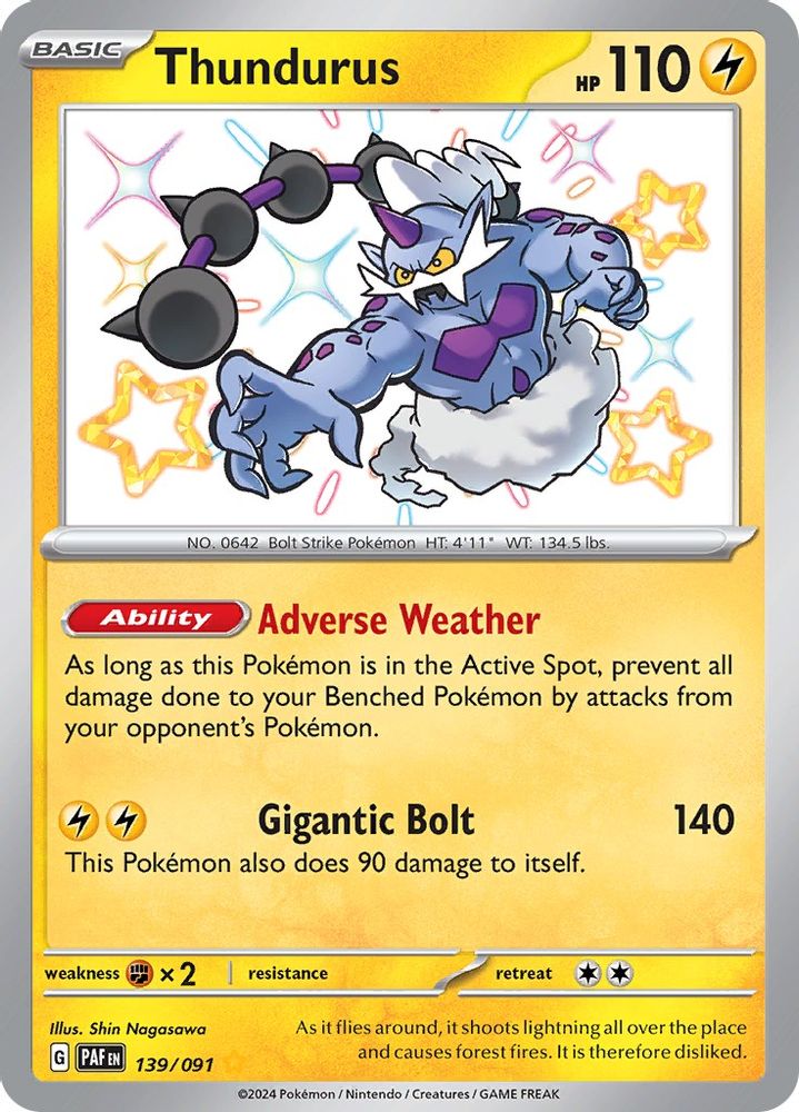 Thundurus - [  139/091 ] - Shiny Rare - Pokemon SV Paldean Fates