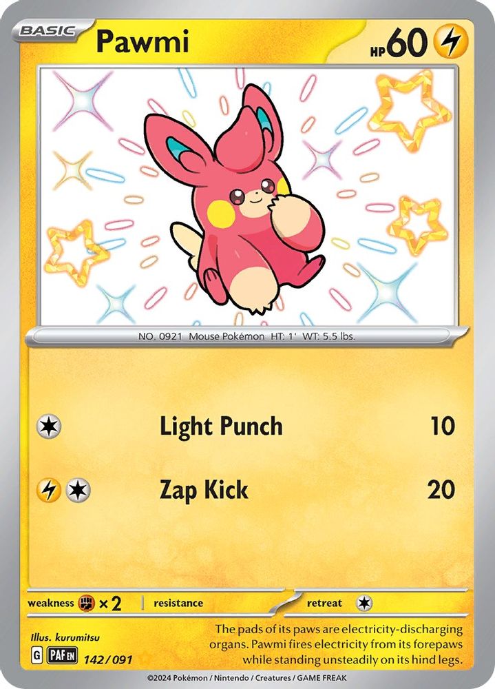Pawmi - [  142/091 ] - Shiny Rare - Pokemon SV Paldean Fates