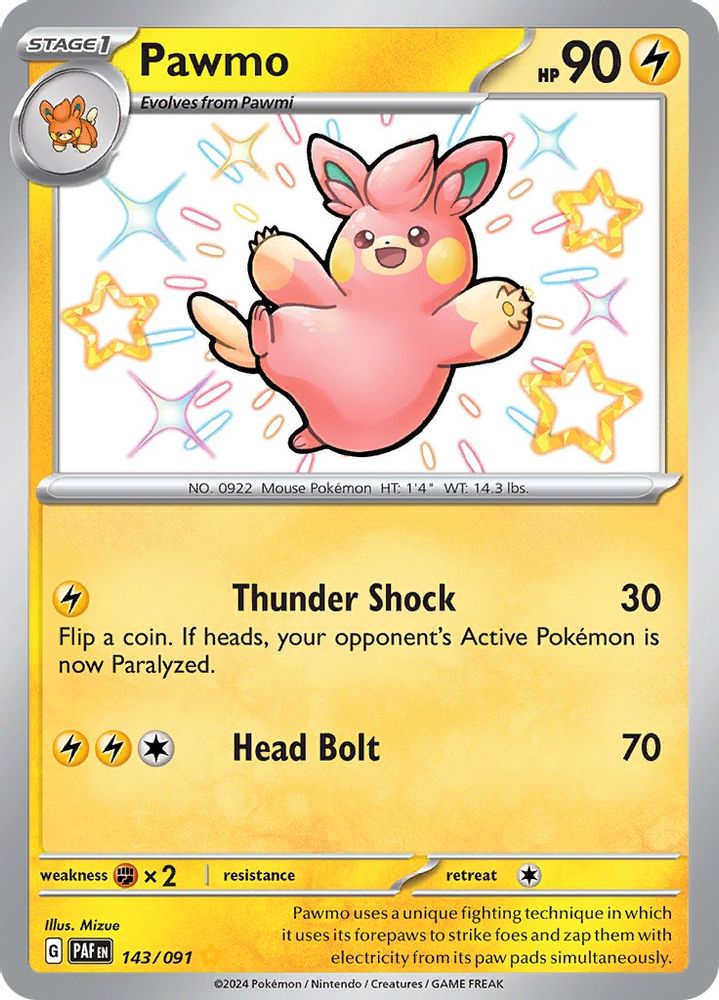 Pawmo - [  143/091 ] - Shiny Rare - Pokemon SV Paldean Fates
