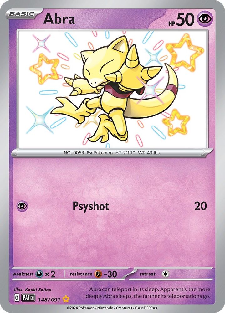 Abra - [  148/091 ] - Shiny Rare - Pokemon SV Paldean Fates