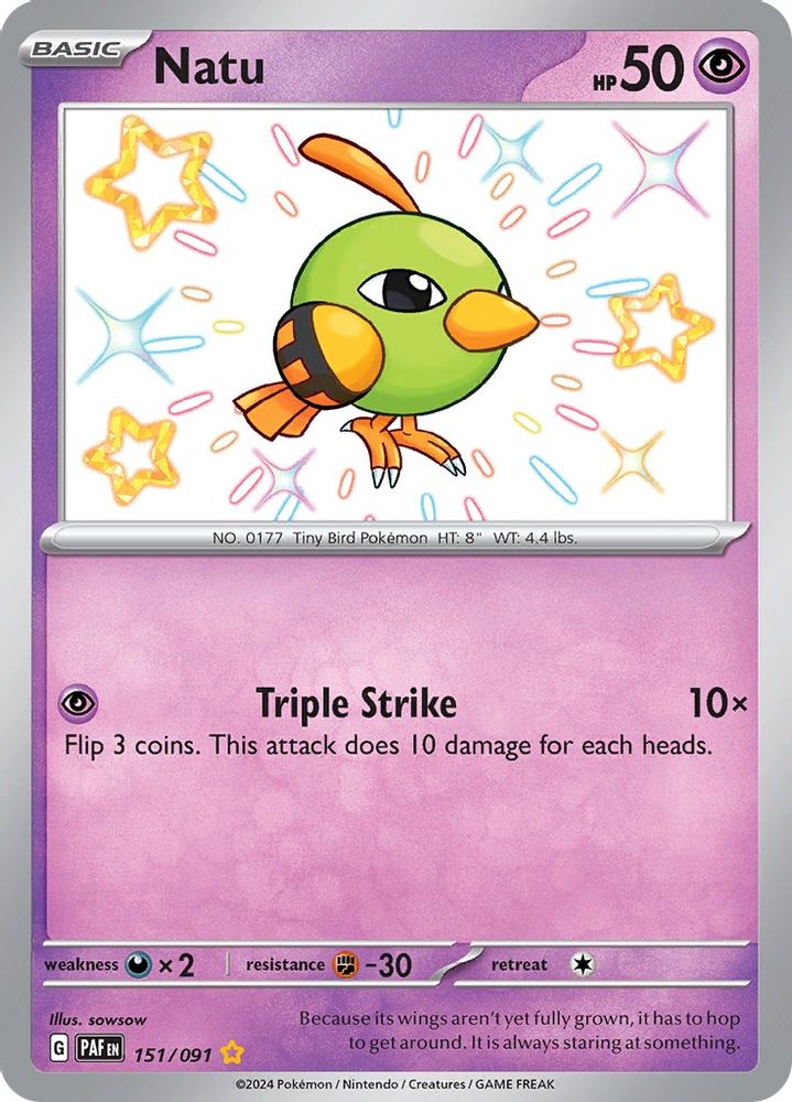 Natu - [  151/091 ] - Shiny Rare - Pokemon SV Paldean Fates